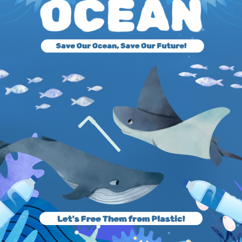 Blue Illustrative Plastic Free Ocean Poster (2)